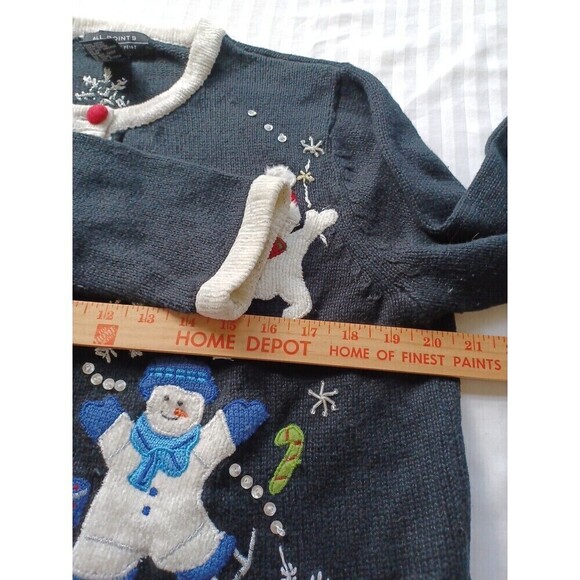 Holiday cardigan womens M Ugly Christmas novelty sweater snowmen winter classic - Picture 11 of 13
